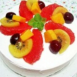 夏のフルーツデコレーションケーキ